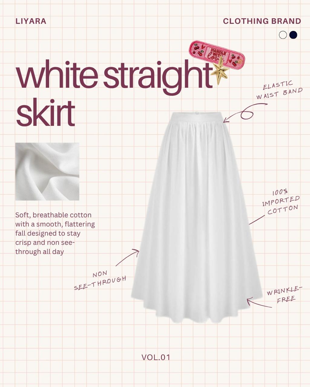 LIYARA White Straight Skirt