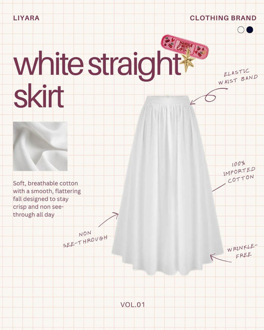 LIYARA White Straight Skirt