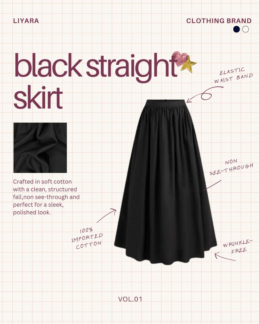 LIYARA Black Straight Skirt