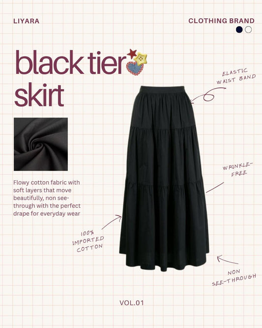 LIYARA Black tier skirt